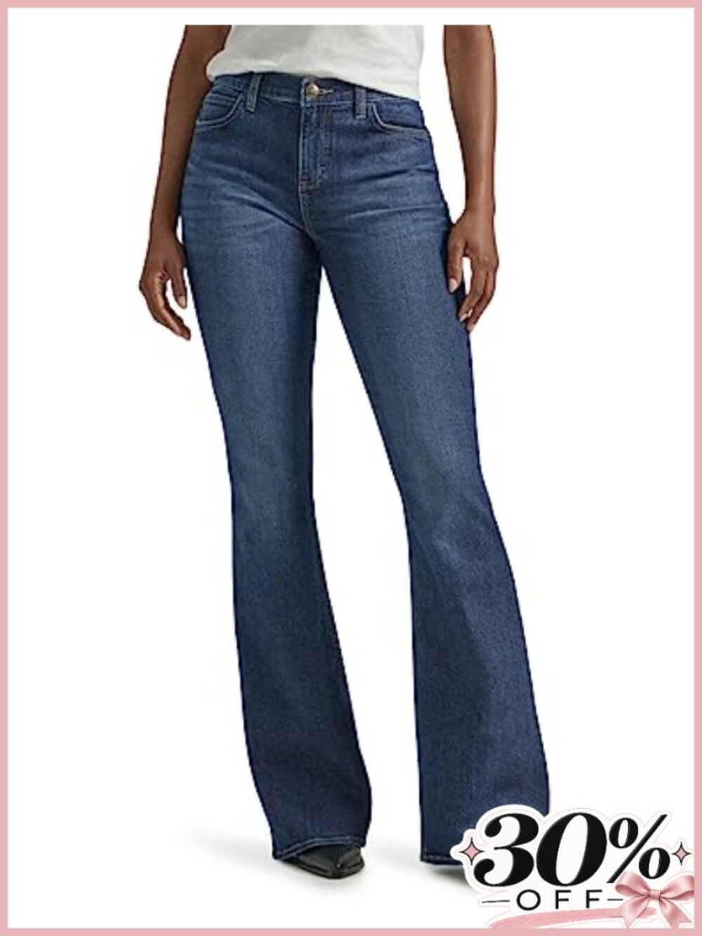 Lee Mid Rise Flare Jeans Stretch Denim Fitted Flared Leg Casual